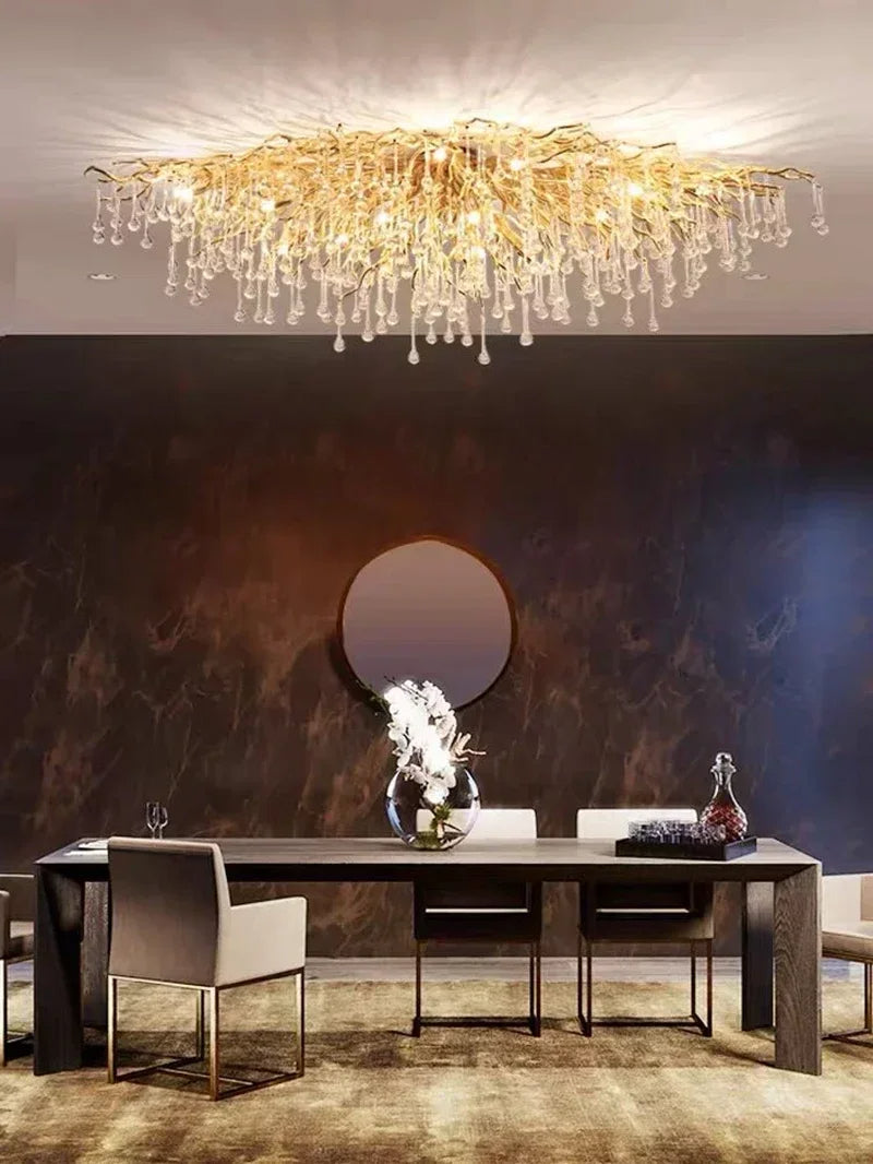 Luxury Crystal Chandelier with Golden Base