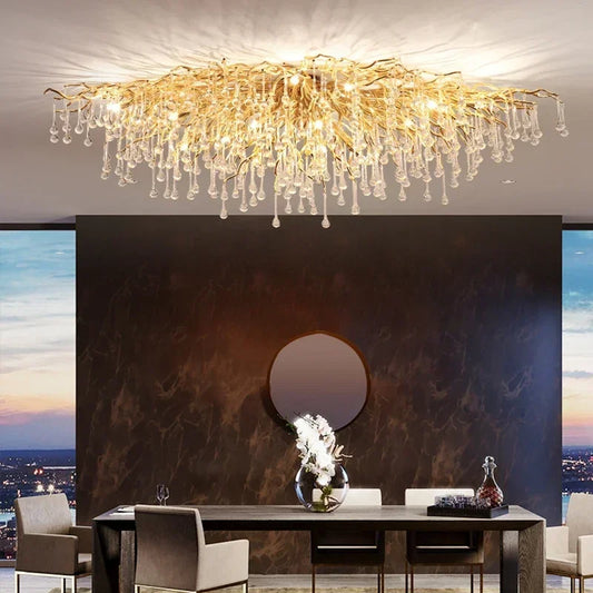 Luxury Crystal Chandelier with Golden Base