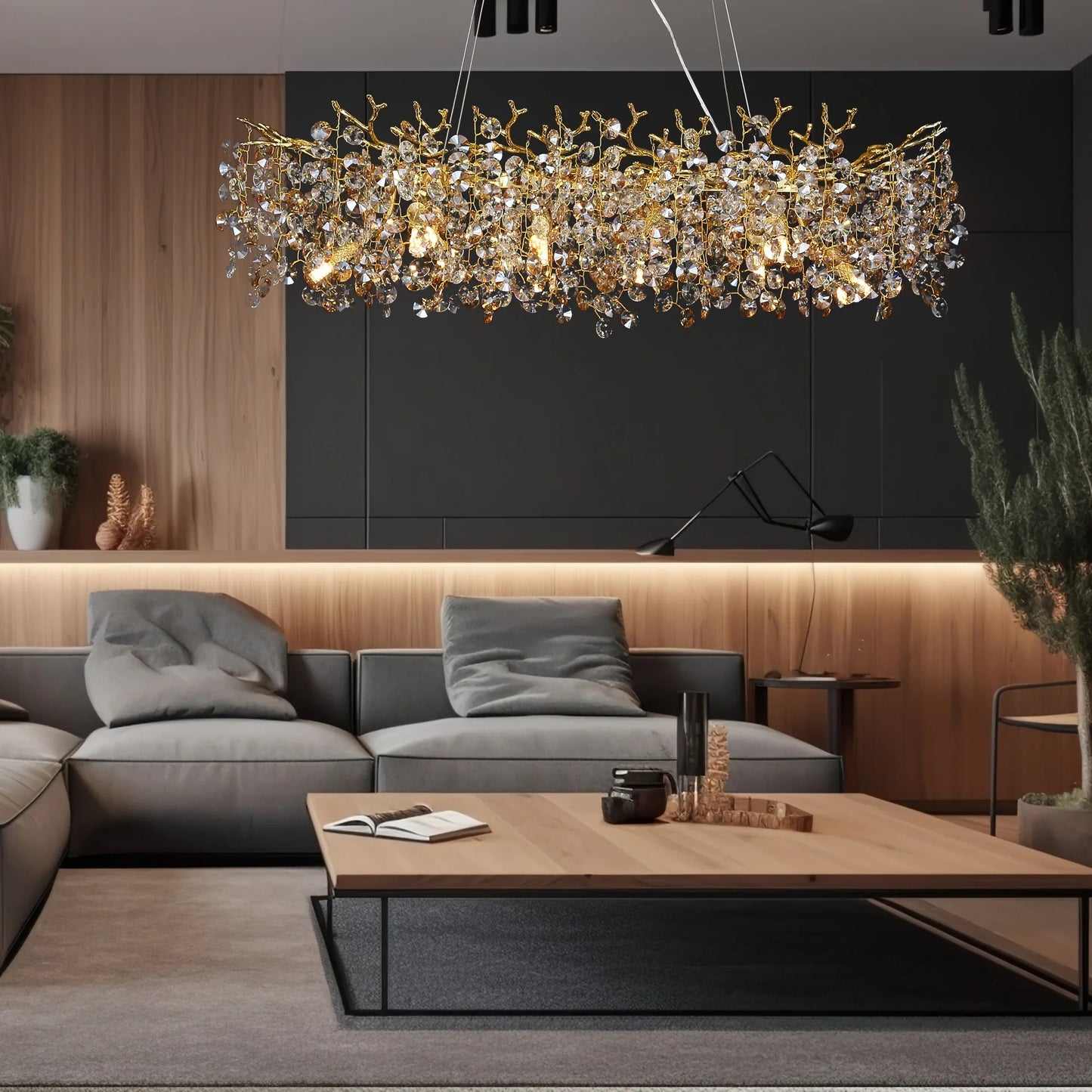 Long Gold Crystal Chandelier – A Statement of Luxury and Elegance