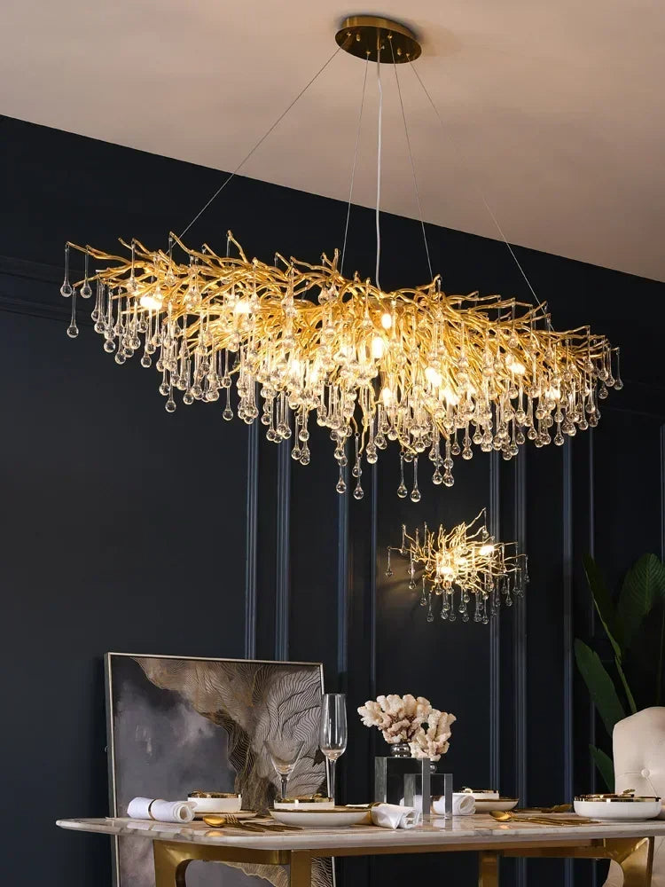 Luxury Crystal Chandelier with Golden Base