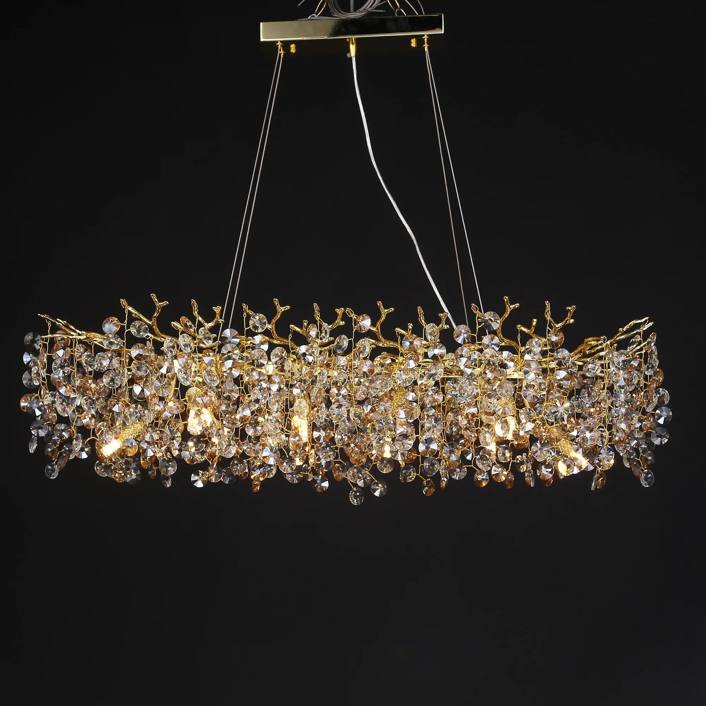 Long Gold Crystal Chandelier – A Statement of Luxury and Elegance