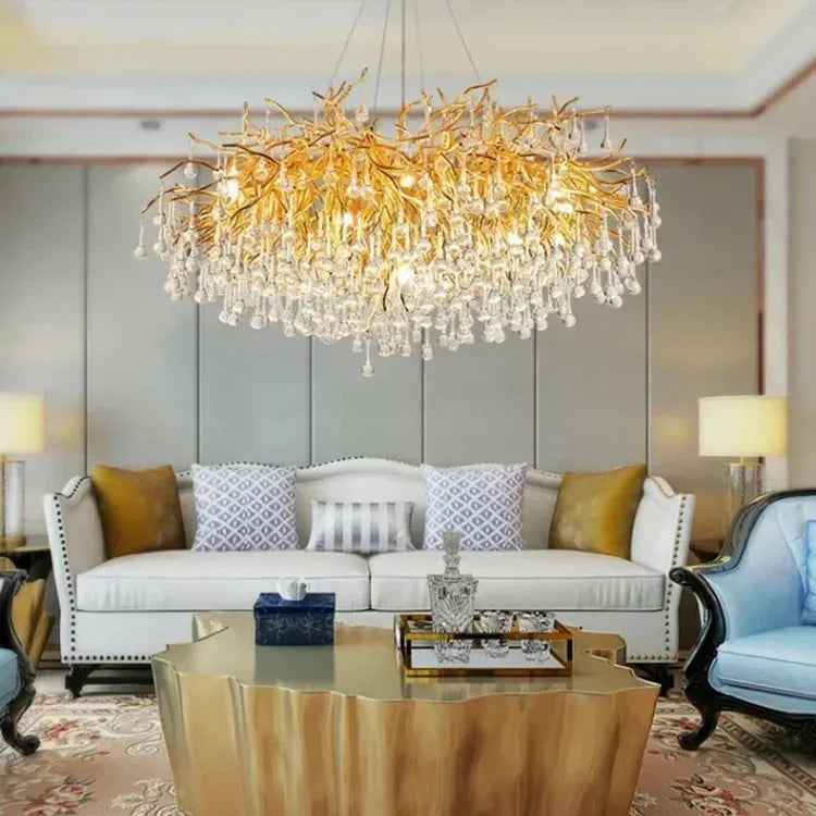 Luxury Crystal Chandelier with Golden Base