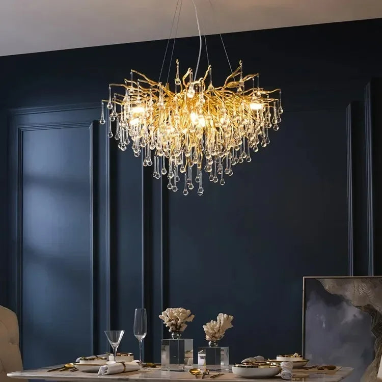 Luxury Crystal Chandelier with Golden Base