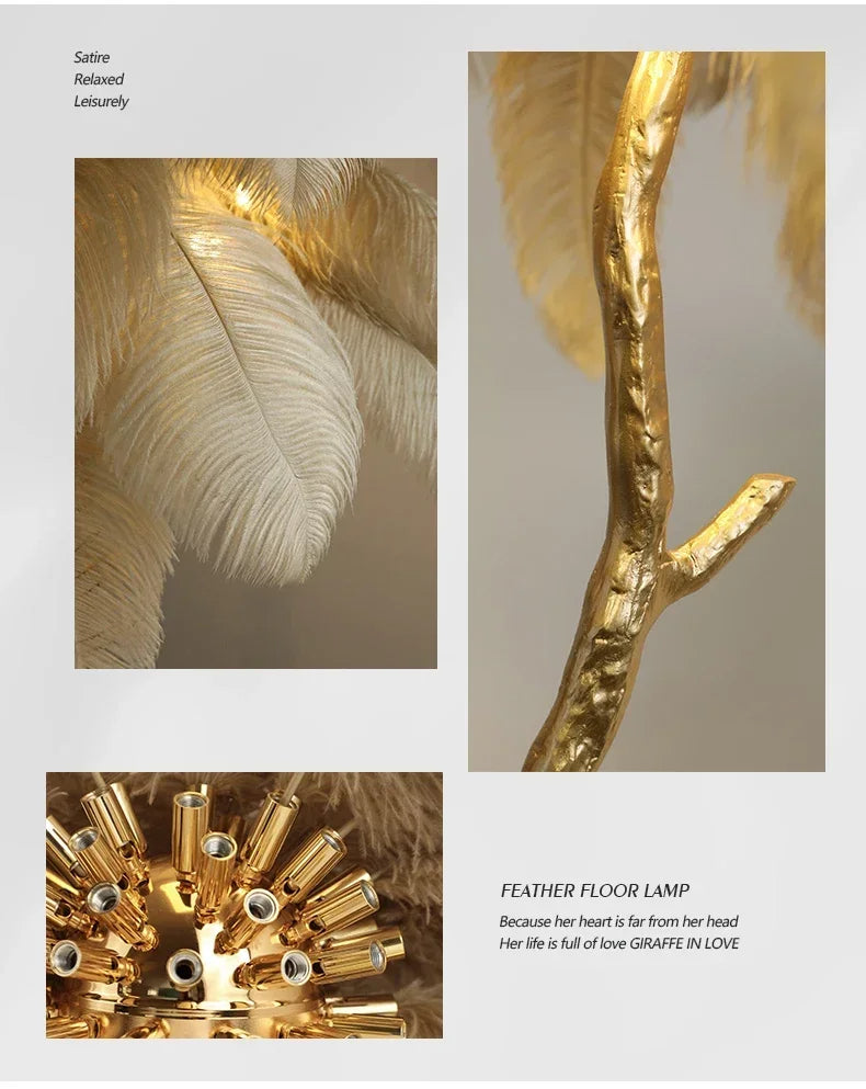 Nordic Feather Floor Lamp – Luxurious Elegance for Modern Spaces