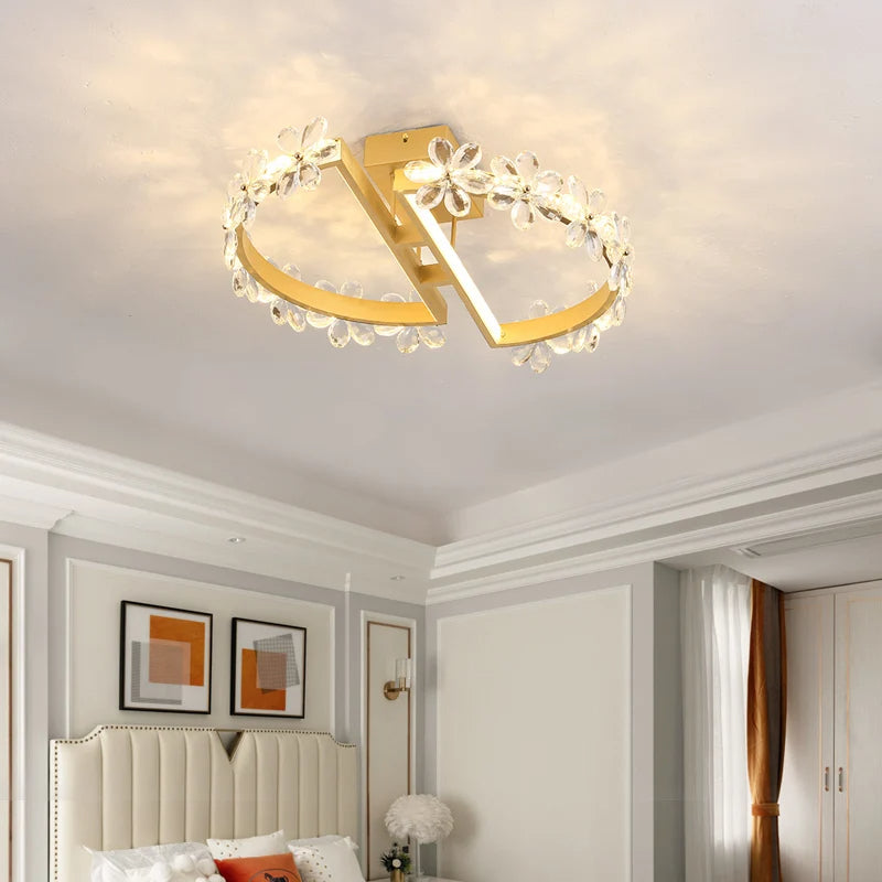 Nordic Crystal Flower LED Ceiling Light – Modern Elegance for Every Room