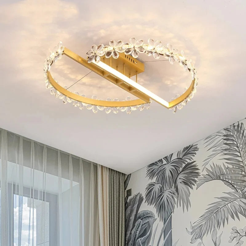 Nordic Crystal Flower LED Ceiling Light – Modern Elegance for Every Room