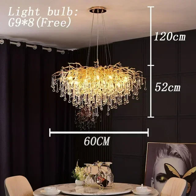 Luxury Crystal Chandelier with Golden Base