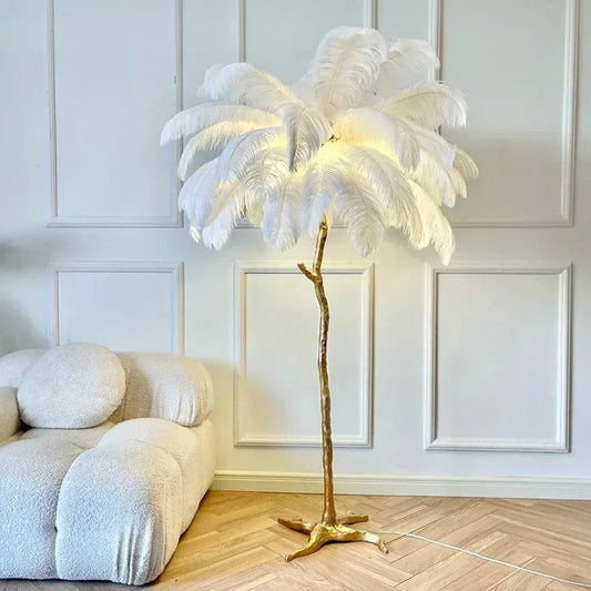 Nordic Feather Floor Lamp – Luxurious Elegance for Modern Spaces